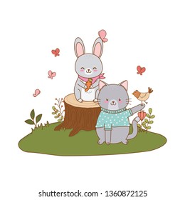 cute animals in the field woodland characters
