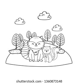 cute animals in the field woodland characters
