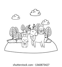 cute animals in the field woodland characters