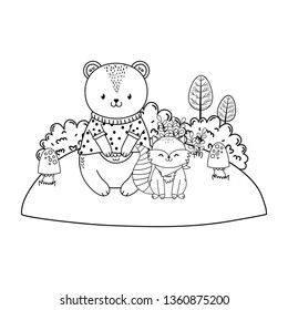 cute animals in the field woodland characters