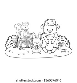 cute animals in the field woodland characters