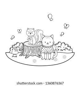 cute animals in the field woodland characters