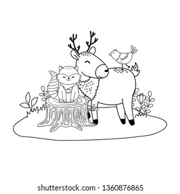 cute animals in the field woodland characters