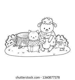 cute animals in the field woodland characters