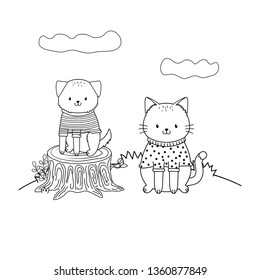cute animals in the field woodland characters