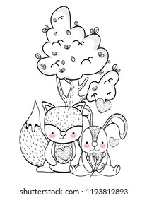 Cute animals at forest