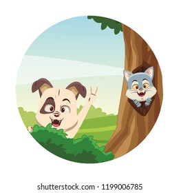 Cute animals at forest