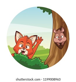 Cute animals at forest