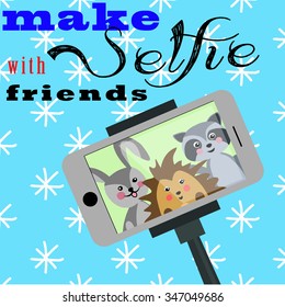 Cute animals friends selfie