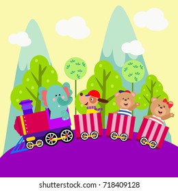 Cute animals going on a vacation. Safari animal series.