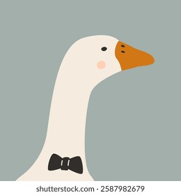 Cute animals, goose on colored background background. Vector illustration for printing. Cute baby background