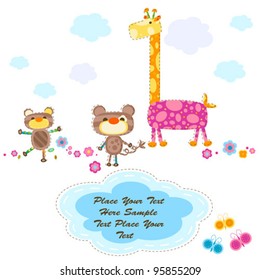 cute animals, greeting card