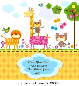 cute animals, greeting card background