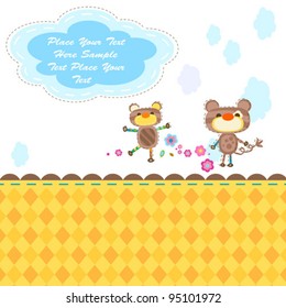 cute animals, greeting card background