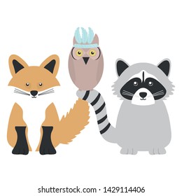 cute animals group bohemian style