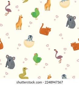 cute animals group pattern background