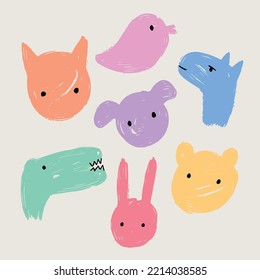 Cute animals hand drawing vector 