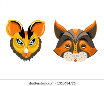 Cute animals. Hand drawn characters. Vector illustrations