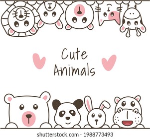 Animales pequeños dibujados a mano, animales de dibujos animados de garabatos. Diseño para afiches, tarjetas, camisetas para niños, pancartas, ilustración vectorial de impresión