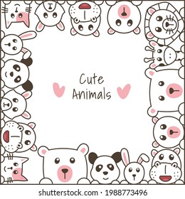 Feine Tiere handgezeichnet, doodle Cartoon Tiere. Design für Poster, Karte, Kinderhemd, Banner, Vektorgrafik