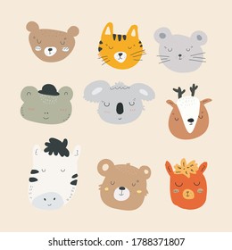 Cute animals in hand drawn vector style illustration eps 10.
