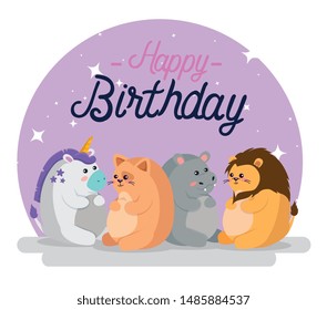 cute animals to happy birthday celebration