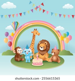 Cute Animals Having A Birthday Party