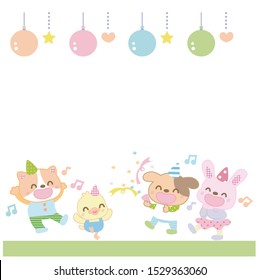 Cute animals having a party