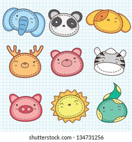  Cute animals head clip art