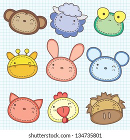  Cute animals head clip art A