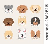 Cute animals head illustration icon set bundle simple isolated drawing collection zoo pets wildlife