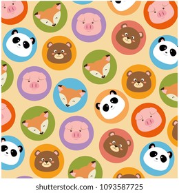 cute animals heads pattern background