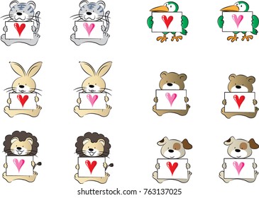 cute animals holding a love