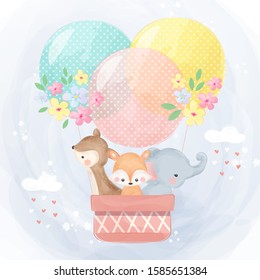 cute animals illustration for baby room decoration, t-shirt design and many more