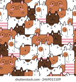 Cute animals illustration. Cartoon seamless pattern on a color background. It can be used for backgrounds  surface textures  wallpapers  pattern fills