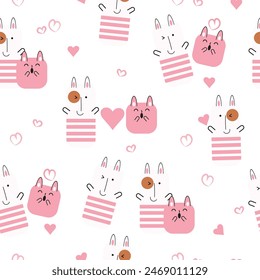 Cute animals illustration. Cartoon seamless pattern on a color background. It can be used for backgrounds  surface textures  wallpapers  pattern fills