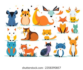 Cute animals illustration,adorabled character, animals collection
