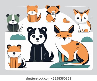 Cute animals illustration,adorabled character, animals collection
