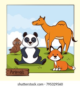 Cute animals in the jungle cartoon