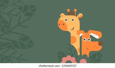Cute animals in the jungle vector illustration