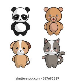 cute animals kawaii style
