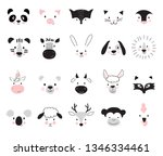 Cute animals for kids and baby t-shirts and wear, nursery posters for baby room, greeting cards. Scandinavian style, vector illustration.