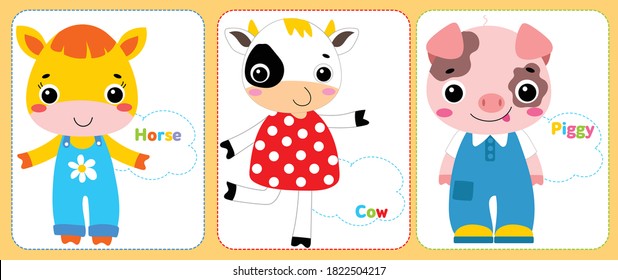 Cute animals kids postcard decotare