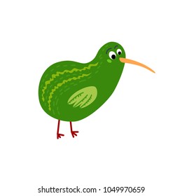 Cute animals - Kiwi bird. Illustrations for children. Baby Shower card. Cartoon character isolated on white background. Australia animal wildlife