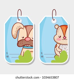 Cute animals label tags