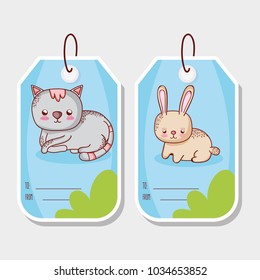 Cute animals label tags