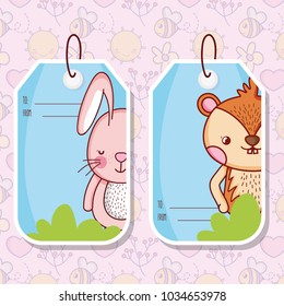 Cute animals label tags
