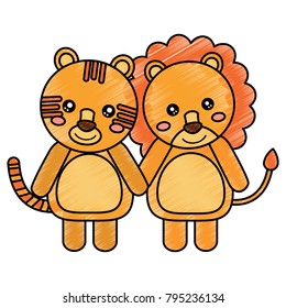 cute animals lion and tiger babies