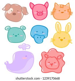 Cute animals in many colors vector eps10