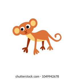 Cute animals - monkey. Illustrations for children. Baby Shower card. Cartoon primate isolated on white background. African animal wildlife